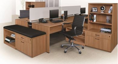 Picture of Four Person Office Desk Workstation with Lateral Storage Return