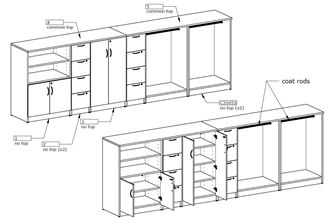 Picture of Bookcase Storage Suite with Wardrobe Coat Rod