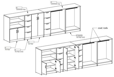 Picture of Bookcase Storage Suite with Wardrobe Coat Rod