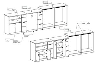 Picture of Bookcase Storage Suite with Wardrobe Coat Rod