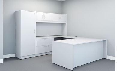 Picture of U Shape Desk Workstation with Lateral Filing and Wardrobe Storage