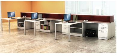 Picture of Six Person Teaming Bench L Shape Workstation