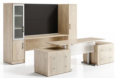 Picture of Contemporary Executive Desk Suite with Powered Table