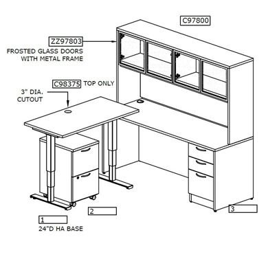 Picture of L Shape Desk Station with Powered Height Table