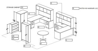 Picture of Two Person L Shape Desk Workstation with Storage Cabinet