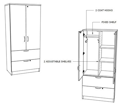 Picture of Pack of 5, Wardrobe Storage Cabinet with Lateral Filing