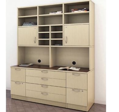 Picture of Storage Credenza with Overhead Storage Hutch