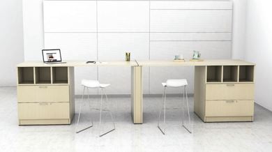 Picture of Dual Standing Height Table Workstation with Lateral File Storage