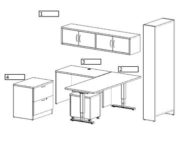 Picture of Powered Height Adjustable L Desk with Lateral Bookcase Storage