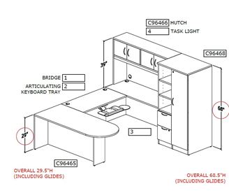 Picture of Peninsula U Shape Desk Workstation with Wardrobe Storage