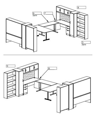 Picture of Two Person Shared Desk Station with Powered Height Table and Wardrobe