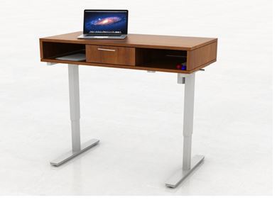 Picture of Pack of 3, 60"W Powered Height Adjustable Table with Storage Shelf