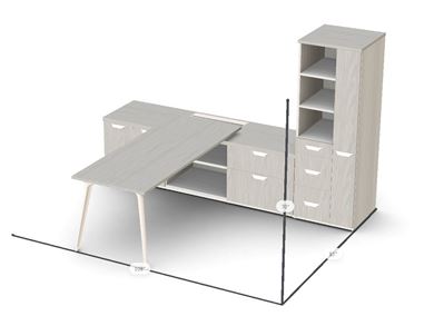 Picture of Contemporary L Shape Desk Set with Wardrobe Tower