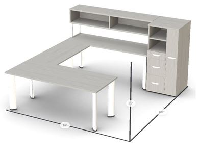 Picture of Contemporary U Shape Desk Set with Tower Storage