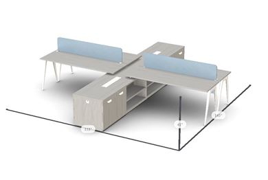 Picture of Contemporary, Four Person L Shape Desk Workstation