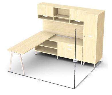Picture of Contemporary L Shape Desk Workstation with Upper and Tower Storage