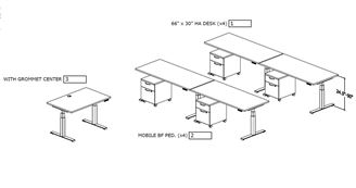 Picture of Set of 5, Powered Height Adjustable Computer Training Table