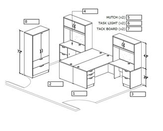 Picture of Two Person L Shape Desk Station with Lateral Combo Storage