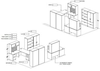 Picture of Two Person L Shape Desk with Pack of 4 Lateral Combo Storage