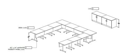 Picture of Pack of 10 Training Tables with (2) Storage Cabinets