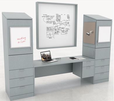 Picture of Computer Desk Workstation with Storage Towers