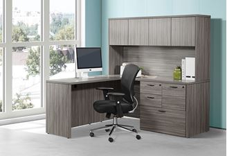 Picture of Pack of 2, Compact L Desk with Ergo Task Chair