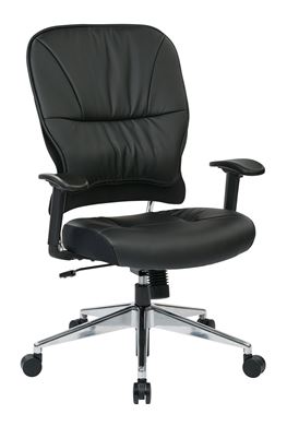 Picture of Pack Of 3, Black Bonded Leather Seat and Back Manager’s Chair with Adjustable Arms and Polished