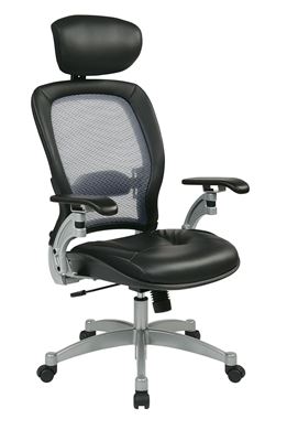 Picture of Pack Of 3, Light Air Grid® Back Executive Chair with Black Top Grain Leather Seat, Adjustable.