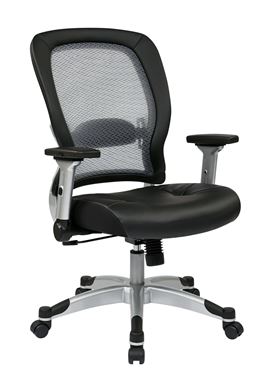Picture of Pack Of 3, Light Air Grid® Back Chair with Padded Bonded Leather Seat, 4-Way Adjustable.