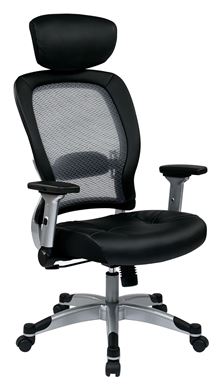 Picture of Pack Of 3, Light Air Grid® Back Chair with Padded Bonded Leather Seat.