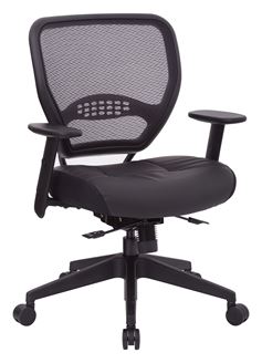 Picture of Pack Of 3, Air Grid® Back and Black Bonded Leather Seat Manager’s Chair with Adjustable Angled Arms.