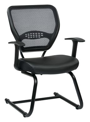 Picture of Pack Of 3, Air Grid® Back Visitor’s Chair with Bonded Leather Seat, Fixed Arms and Sled Base.