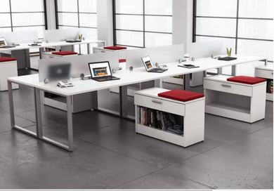 Picture of Pack of 2, Cluster of 6 Person Bench Seating Workstation