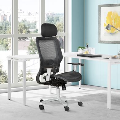 Picture of Pack Of 3, Breathable Mesh Seat and Back, Adjustable Headrest, 2-Way Adjustable Arms.