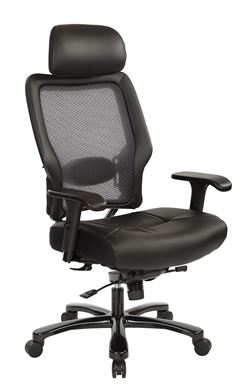 Picture of Pack Of 3, Dual Layer Air Grid® Back and Black Bonded Leather Seat, Adjustable Headrest, 2-Way Adjustable Arms.