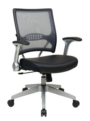 Picture of Pack Of 3, Light Air Grid® Back and Black Bonded Leather Seat Manager’s Chair with 2-to-1 Synchro Tilt, Flip Arms.