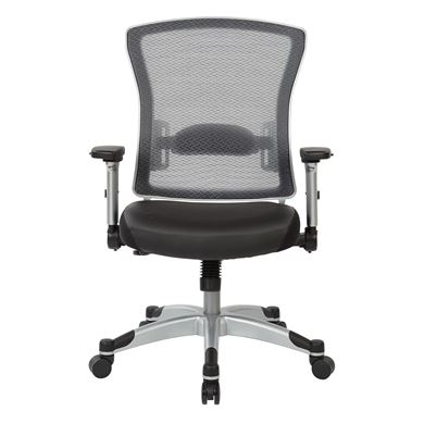 Picture of Pack Of 3, Back Chair w/Black Bonded Leather Seat, Memory Foam, Platinum Finish.