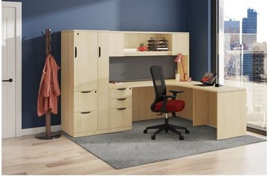 Picture of Pack of 2, L Shape Desk Station with Wardrobe
