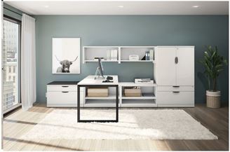 Picture of Set of 2, Contemporary L Desk Station with Lateral Combo Storage
