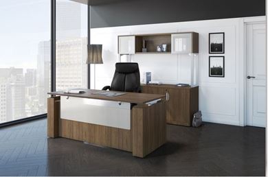 Picture of Executive Powered Height Adjustable Desk Station with Storage Credenza