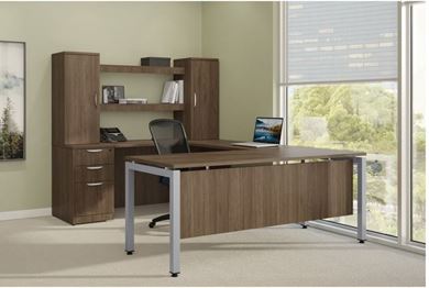 Picture of Set of 2, Contemporary U Shape Desk Station with Storage Towers
