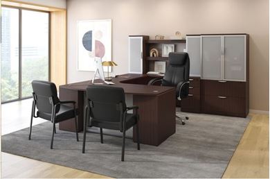 Picture of Contemporary Bow Front U Desk with Lateral Storage