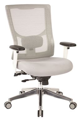 Picture of Pack Of 3, ProGrid® White Mesh High Back Chairs with 2-Way Adjustable Arms.