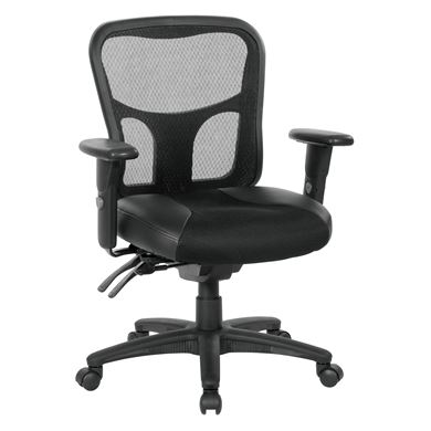Picture of Pack Of 3, ProGrid® Mesh Back Manager’s Chairs with Leather and Mesh Seat.