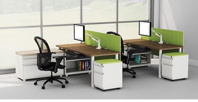 Picture of Two Person, 72W L Shape Metal Desk Workstation