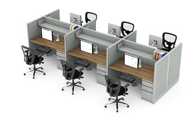 Picture of  Pack of 2, Cluster of Six Person Compact Cube Workstation