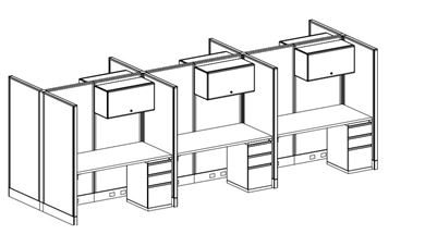 Picture of  Pack of 2, Cluster of Six Person Compact Cube Workstation