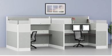 Picture of Cluster of 2, 5' x 6' Powered Cubicle Workstation
