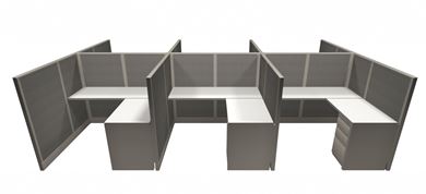 Picture of Cluster of 6, Compact 60" L Shape Cubicle Workstation