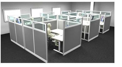 Picture of Cluster of 6, 6' x 8' Cubicle with Powered Height Adjustable Table